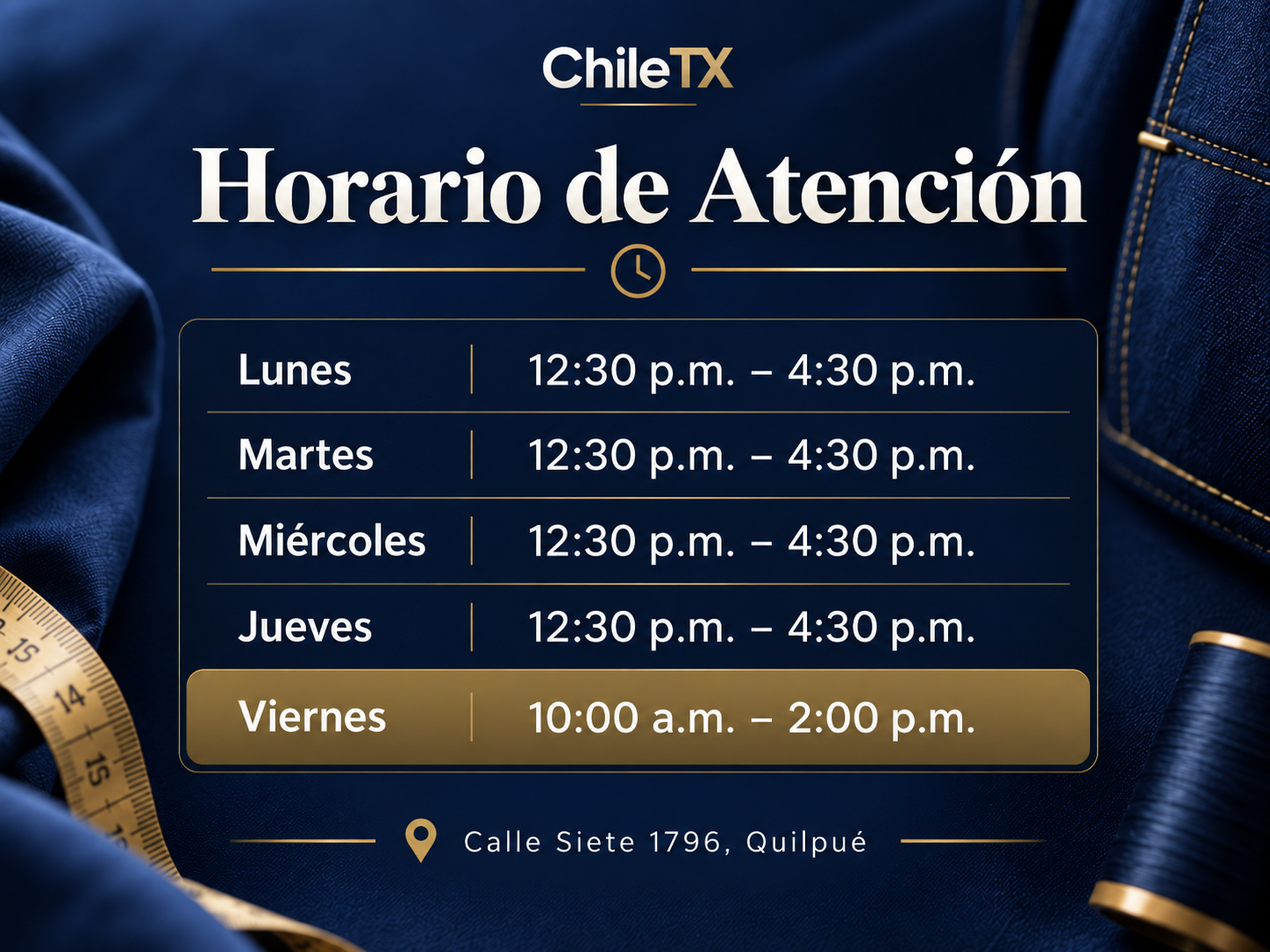 Horario de atención ChileTX